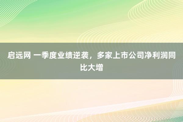 启远网 一季度业绩逆袭，多家上市公司净利润同比大增