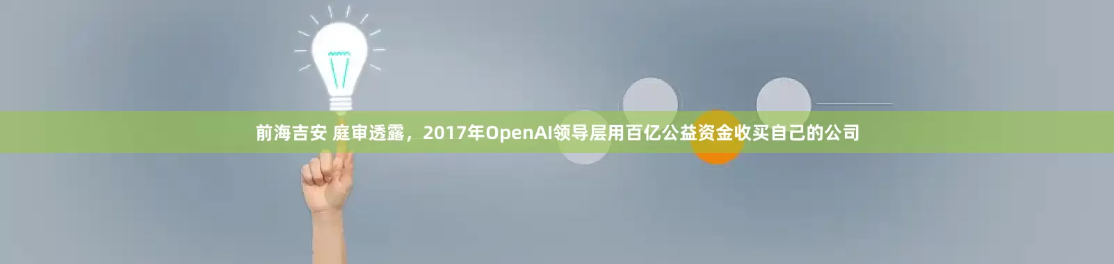 前海吉安 庭审透露，2017年OpenAI领导层用百亿公益资金收买自己的公司